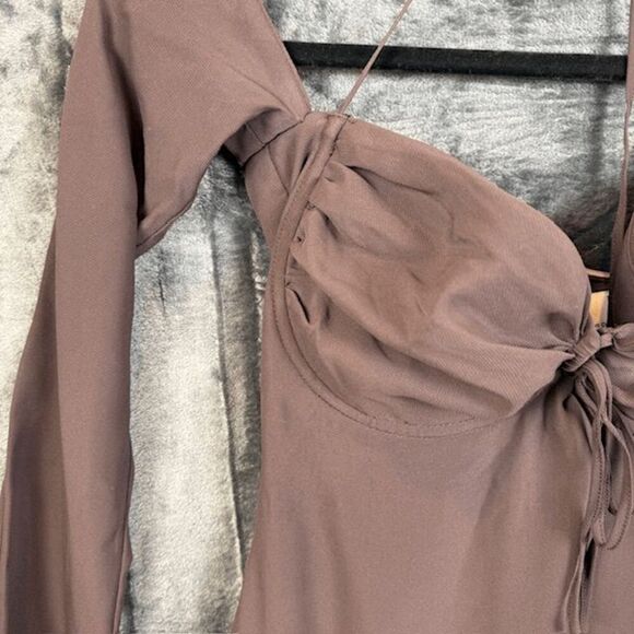 House of CB Naomi Halter Midi Dress Espresso Brown Back Zip Plus Cup Size XS - Picture 4 of 16